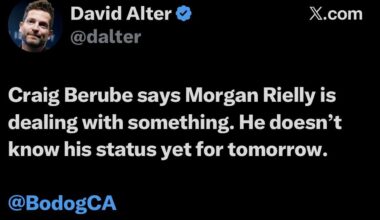 Update on why Rielly was missing from practice