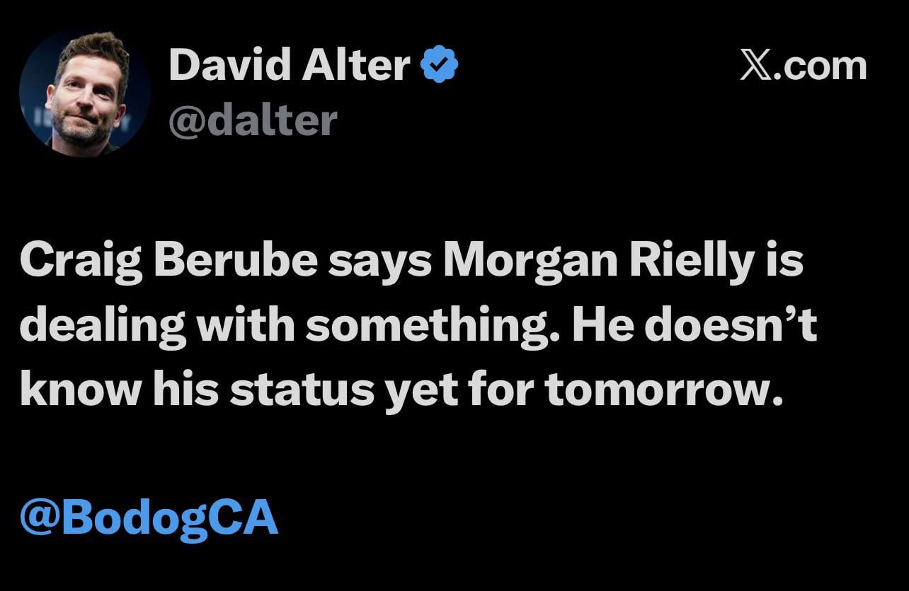 Update on why Rielly was missing from practice