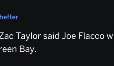 In case there was doubt…[Schefter] Bengals HC Zac Taylor said Joe Flacco will start Sunday at Green Bay