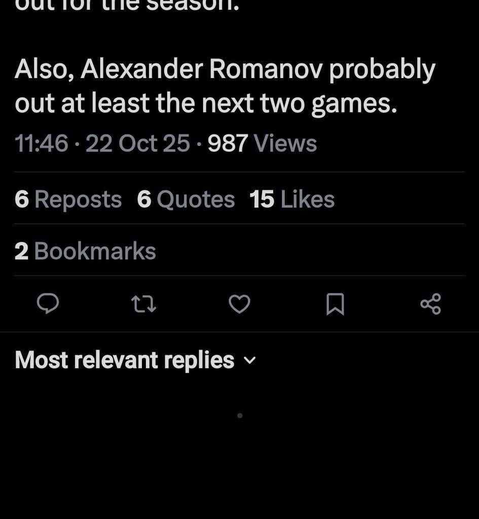 Engvall gone for the year