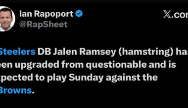 Jalen Ramsey has been upgraded and expected to play on Sunday.