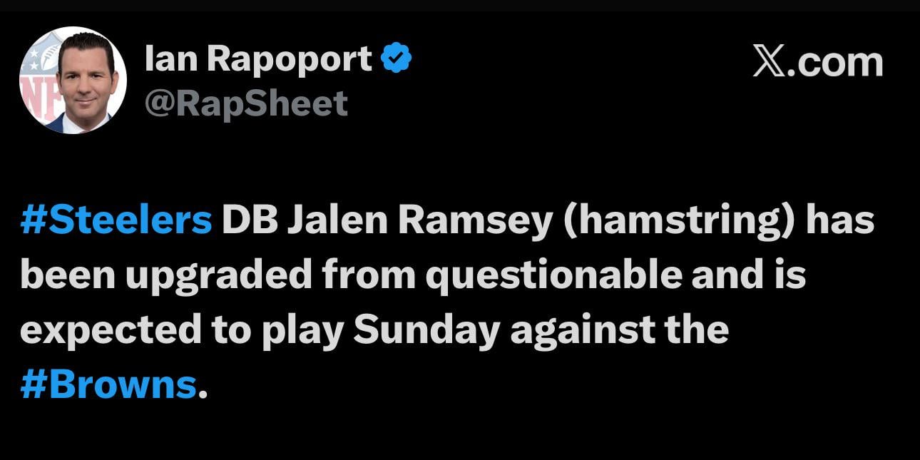 Jalen Ramsey has been upgraded and expected to play on Sunday.