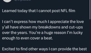 NFL is cracking down on All-22 film analysis for some reason.