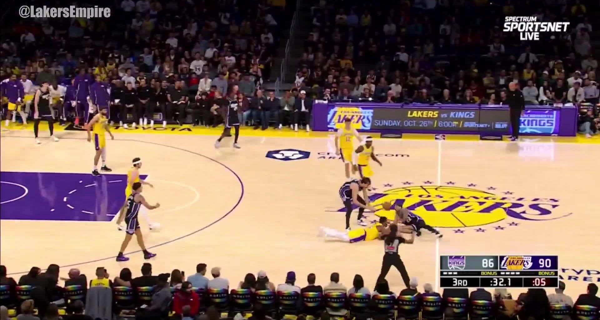 Marcus Smart dives to intercept the ball (in a pre-season game). He's currently up to 4 steals in 3 quarters