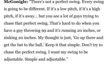 Kevin McGonigle talks hitting. He is currently in the Arizona Fall League splitting time between SS and 3B, hitting .313/.452/.531  (8 walks, 7 strikeouts)