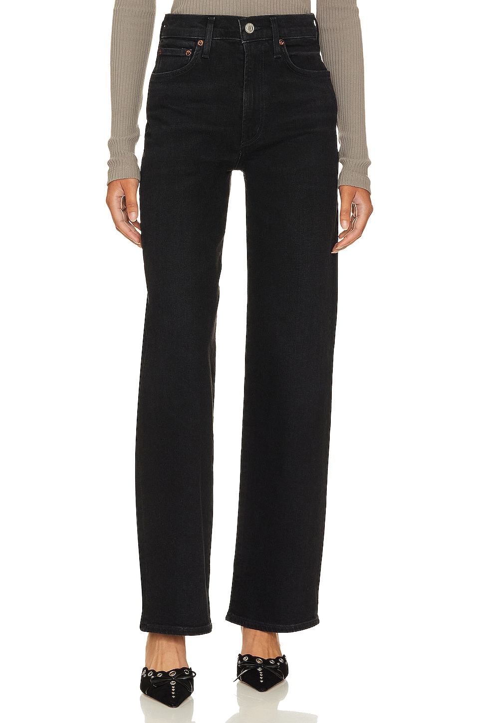 Harper Mid Rise Wide Straight Jeans