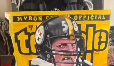 Hand painted  a custom Jack Lambert coffee table top