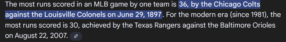 Funny how we have the highest amount of runs in one game and the best season record ever (dont ask what happened in that ws)