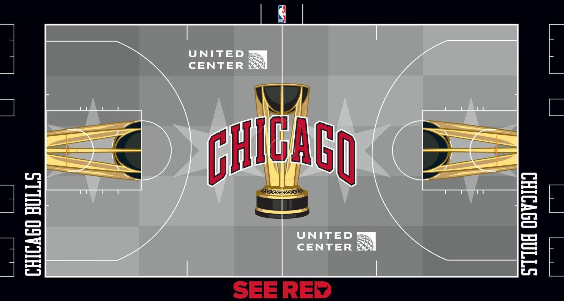 Bulls court design for the 2025 NBA Cup
