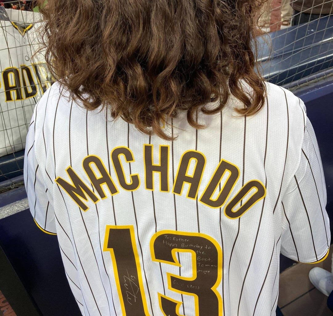 [Levitt] Some backstory: Albert Pujols' daughter, Esther, celebrated her birthday in San Diego to see one of her favorite players Manny Machado. Machado gifted her with a signed jersey and batting gloves.