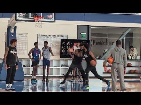 Embiid 1v1 during practice