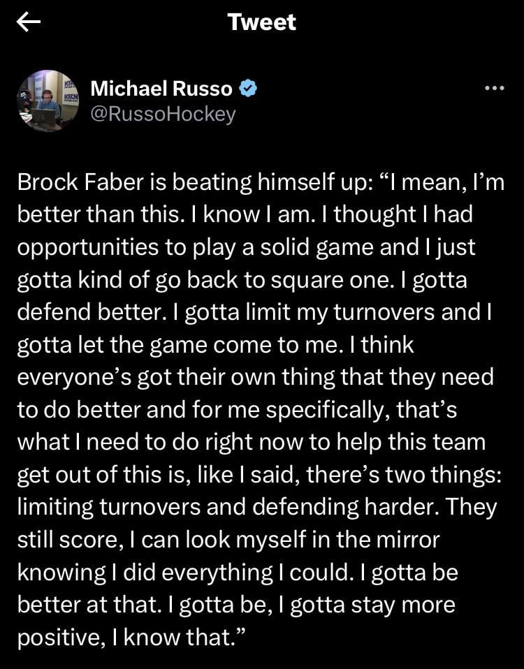 Faber postgame tonight