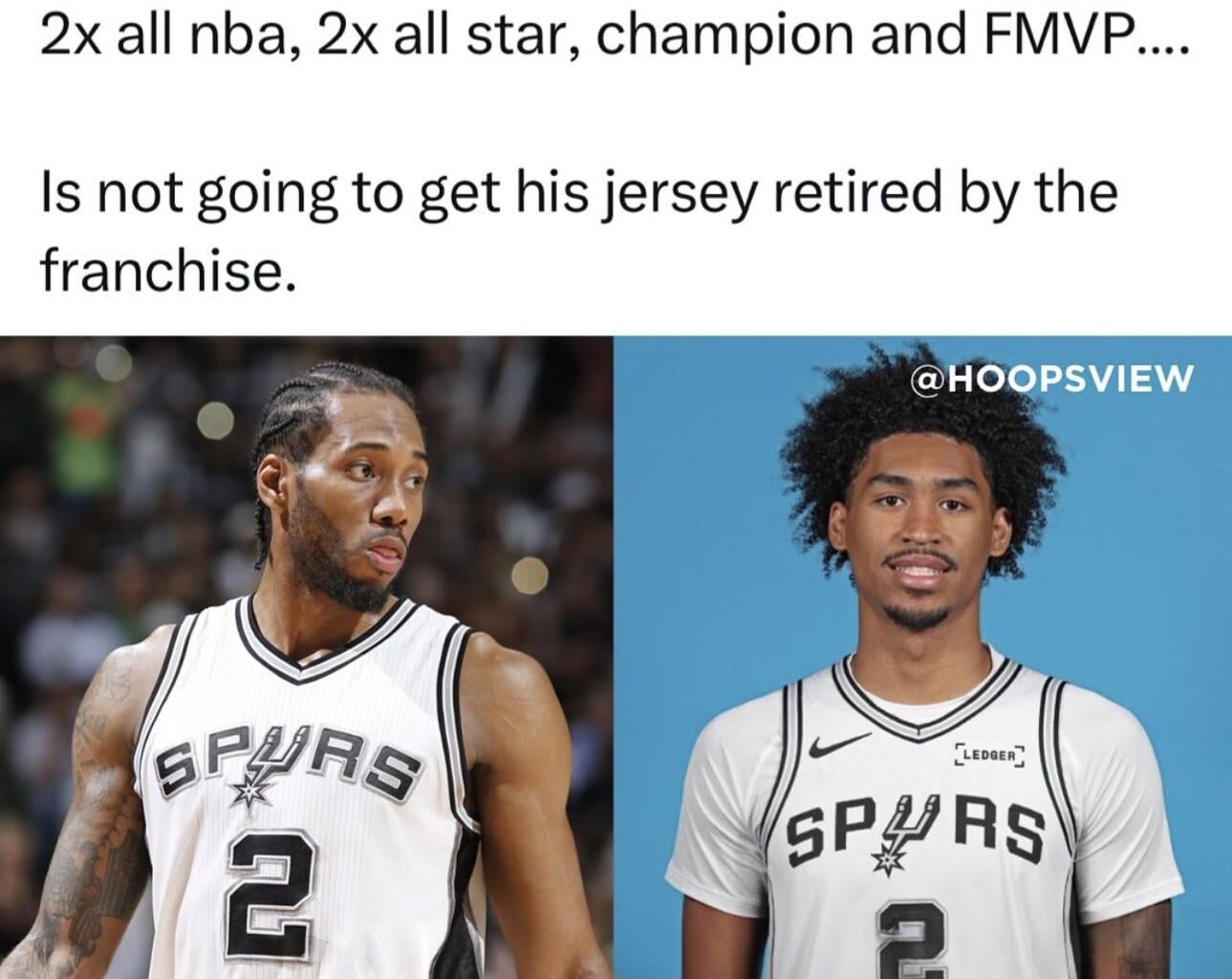 I appreciate everything he brought to our organization, and I like Kawhi as a person, but as a Spurs fan, fuck him 😂 D’Harp the real number 2 now 💪🏾