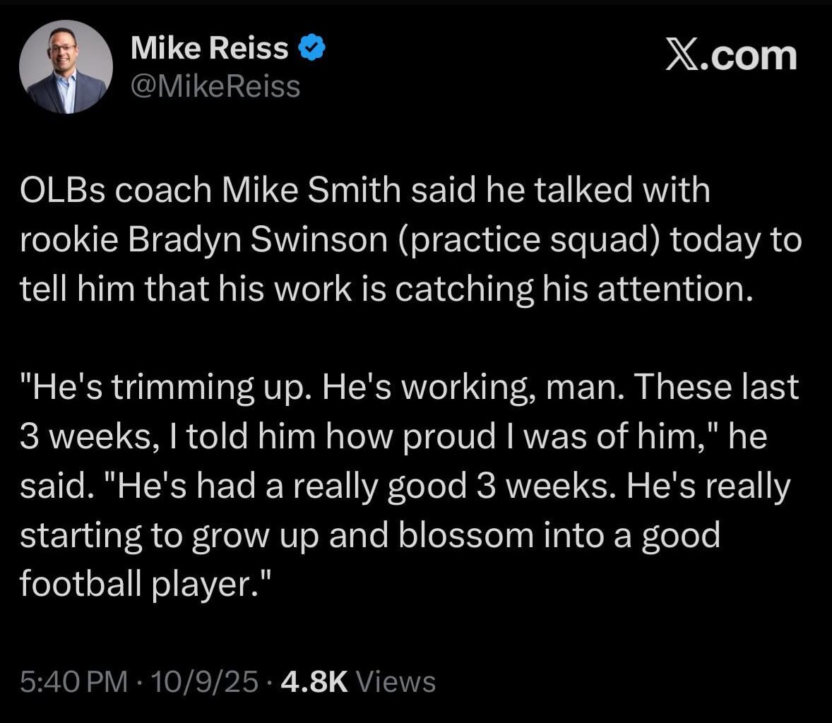 I'd Expect to see him get called up soon with Keion's injury and how underwhelming he's been