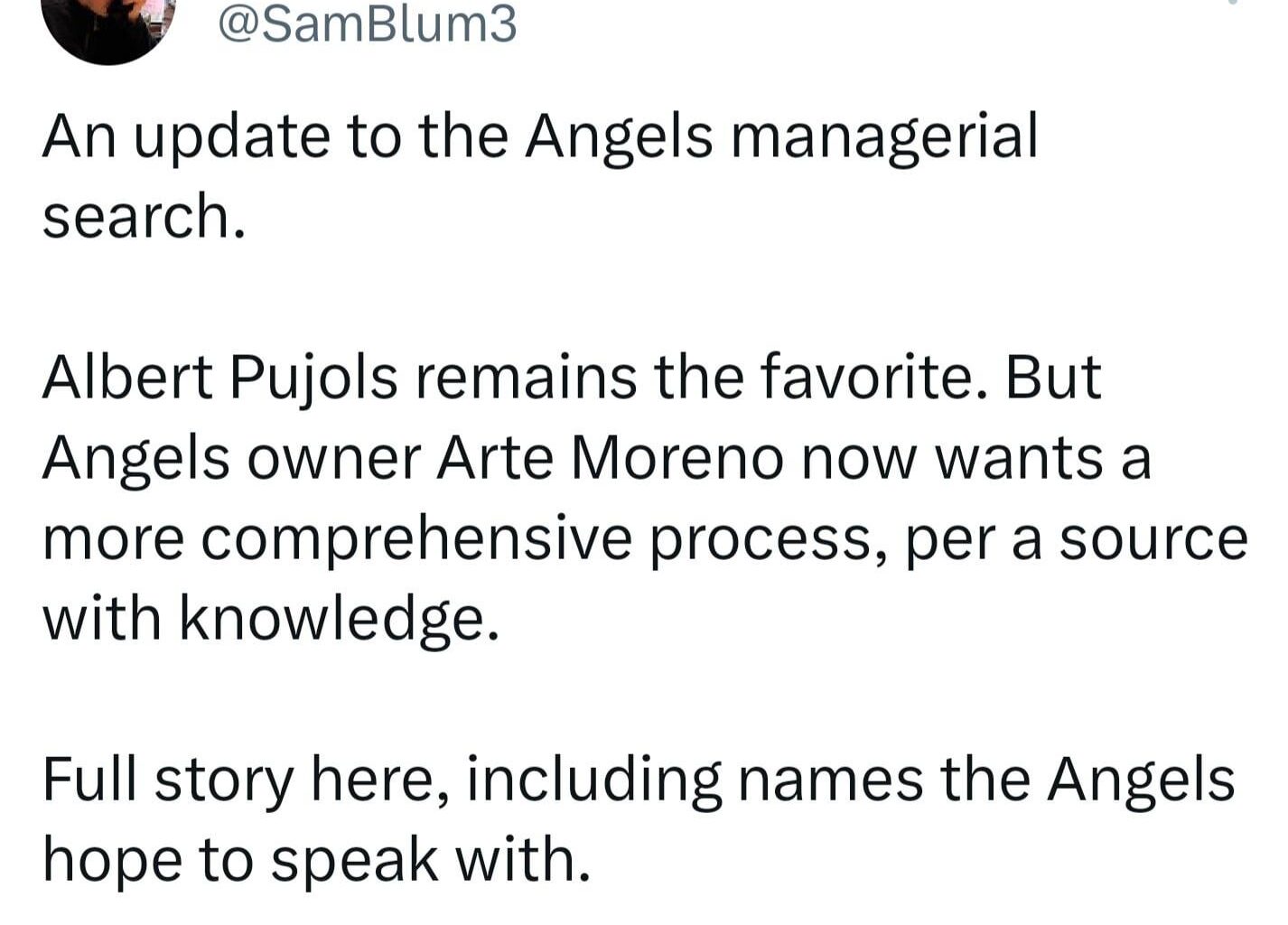 Latest update on Angels manager search