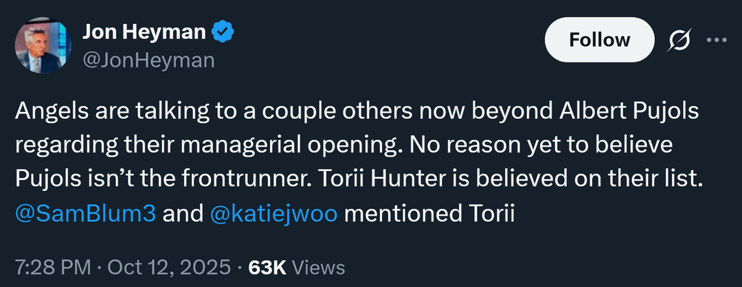 Angels talking to other candidates it seems