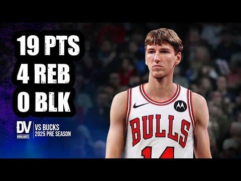 Matas Buzelis vs Bucks 19 pts 4 reb 0 blk | Oct 12, 2025 | Pre Season