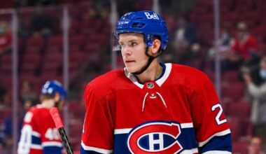 Montreal Canadiens’ Kaiden Guhle (lower body) out 4-6 weeks. Dach and Laine out tonight (day to day).