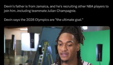 Devin Vassell confirmed his plans to play for the Jamaican National Team. 🇯🇲 He's recruiting other NBA players to join him, including teammate Julian Champagnie. The 2028 Olympics are "the ultimate goal."