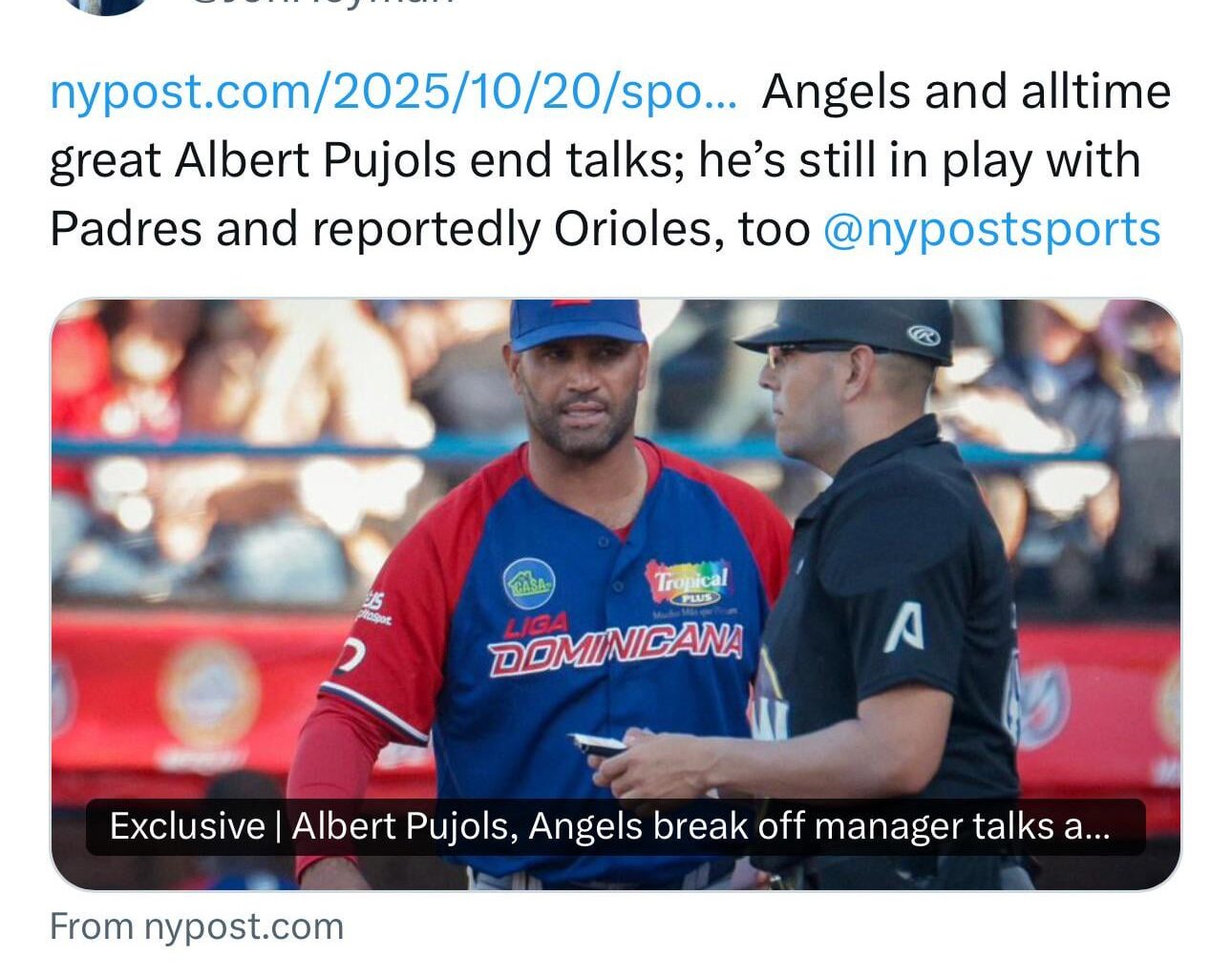 Angels end talks with Pujols for our next manager
