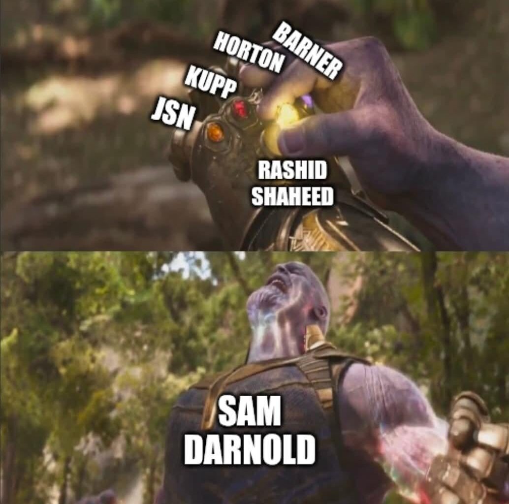 Sam Darnold after getting another weapon and seeing JSN getting triple teamed