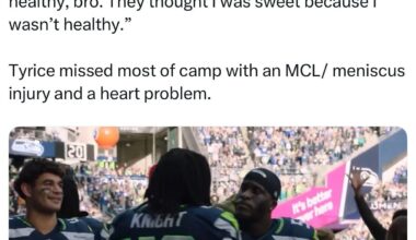 [Dugar] A fired up Tyrice Knight to Ernest Jones IV after the second strip-sack that led to a touchdown: “I wasn’t healthy, bro. They thought I was sweet because I wasn’t healthy.” Tyrice missed most of camp with an MCL/ meniscus injury and a heart problem.