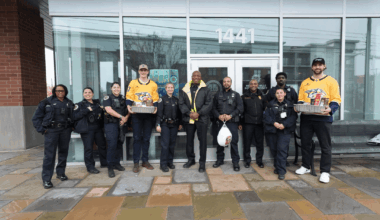 Hague, Skjei, and Blankenburg delivered Thanksgiving meals with the MNPD