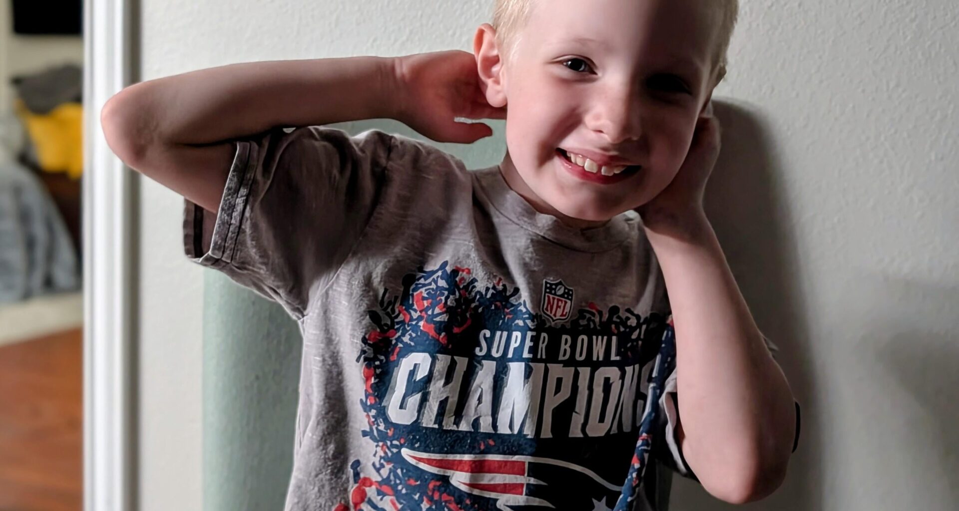 My youngest repping correctly. Go Pats!