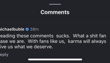 Michael Bubles comment under @canucksarmydotcom latest Instagram post