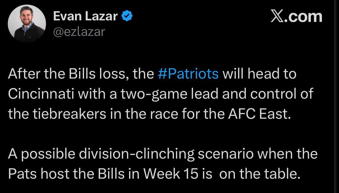 Patriots now take a commanding 2 game lead in the AFC East