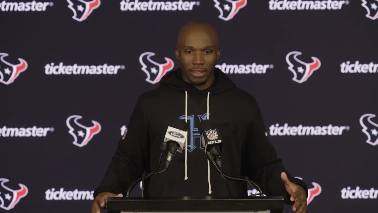 Head Coach DeMeco Ryans addresses the media after the Houston Texans win over San Francisco