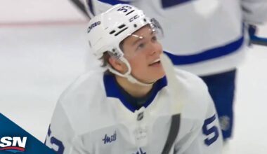Maple Leafs' Easton Cowan Pots First Career Goal With Slick Snap Shot Vs. Flyers