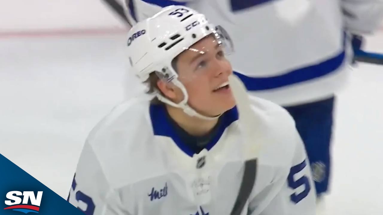 Maple Leafs' Easton Cowan Pots First Career Goal With Slick Snap Shot Vs. Flyers