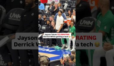 Jayson Tatum celebrating Derrick White receiving a tech 😂 #celtics