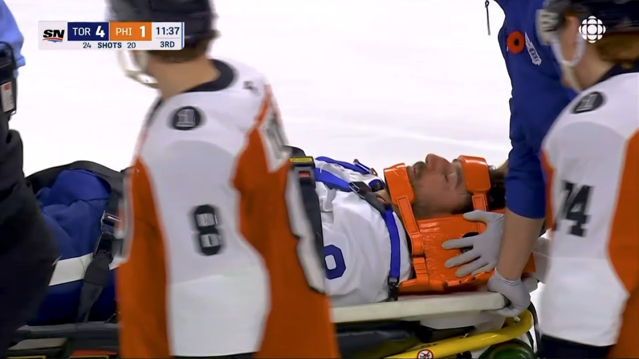 Tanev stretchered off after awkward hit - Full Incident