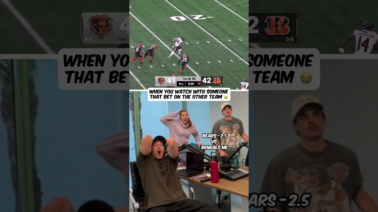 Always someone celebrating and someone upset 😂 #bengals #bears #colstonloveland #nfl #nflweek9