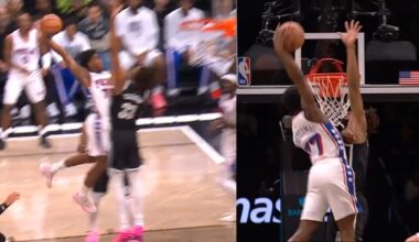 VJ Edgecombe does his best Ja and almost has dunk of the year on Nic Claxton