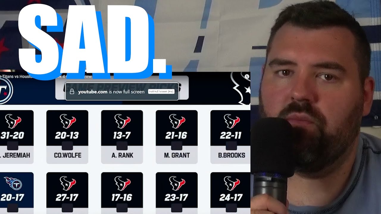Tennessee Titans fan is depressed watching the Titans-Texans Week 4 NFL Preview