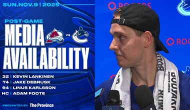 Lankinen, DeBrusk, Karlsson & Adam Foote Post-Game Media | Canucks vs. Avalanche (Nov 9, 2025)