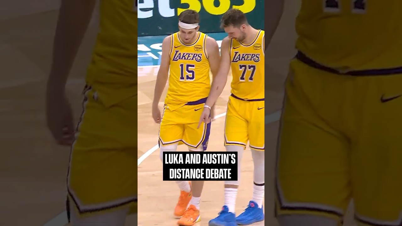 MINE WAS FURTHER | Luka and Austin had a half-court competition... IN-GAME #lakers