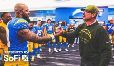 Jim Harbaugh Locker Room Victory Speech Vs Steelers | LA Chargers