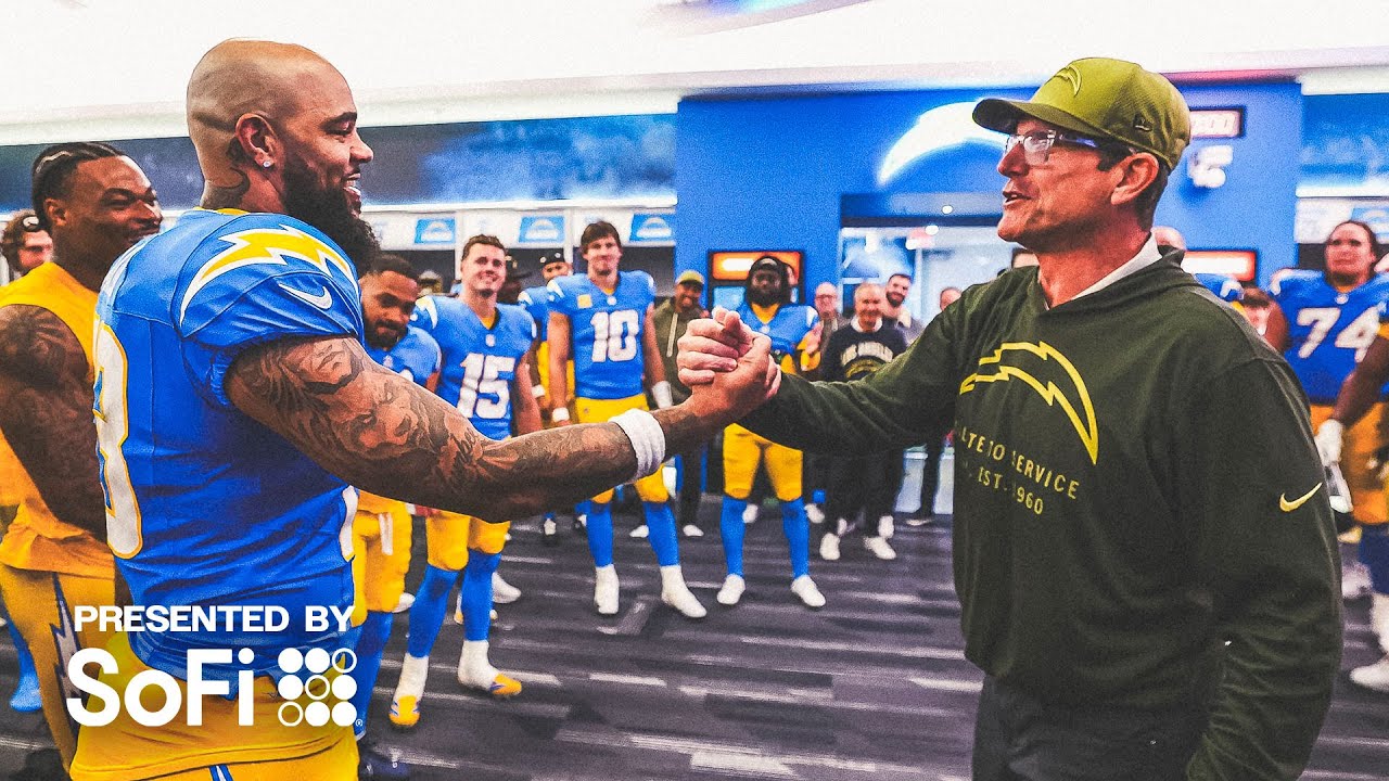 Jim Harbaugh Locker Room Victory Speech Vs Steelers | LA Chargers