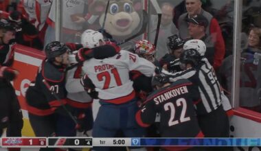 Nic Dowd Runs Into Frederik Andersen