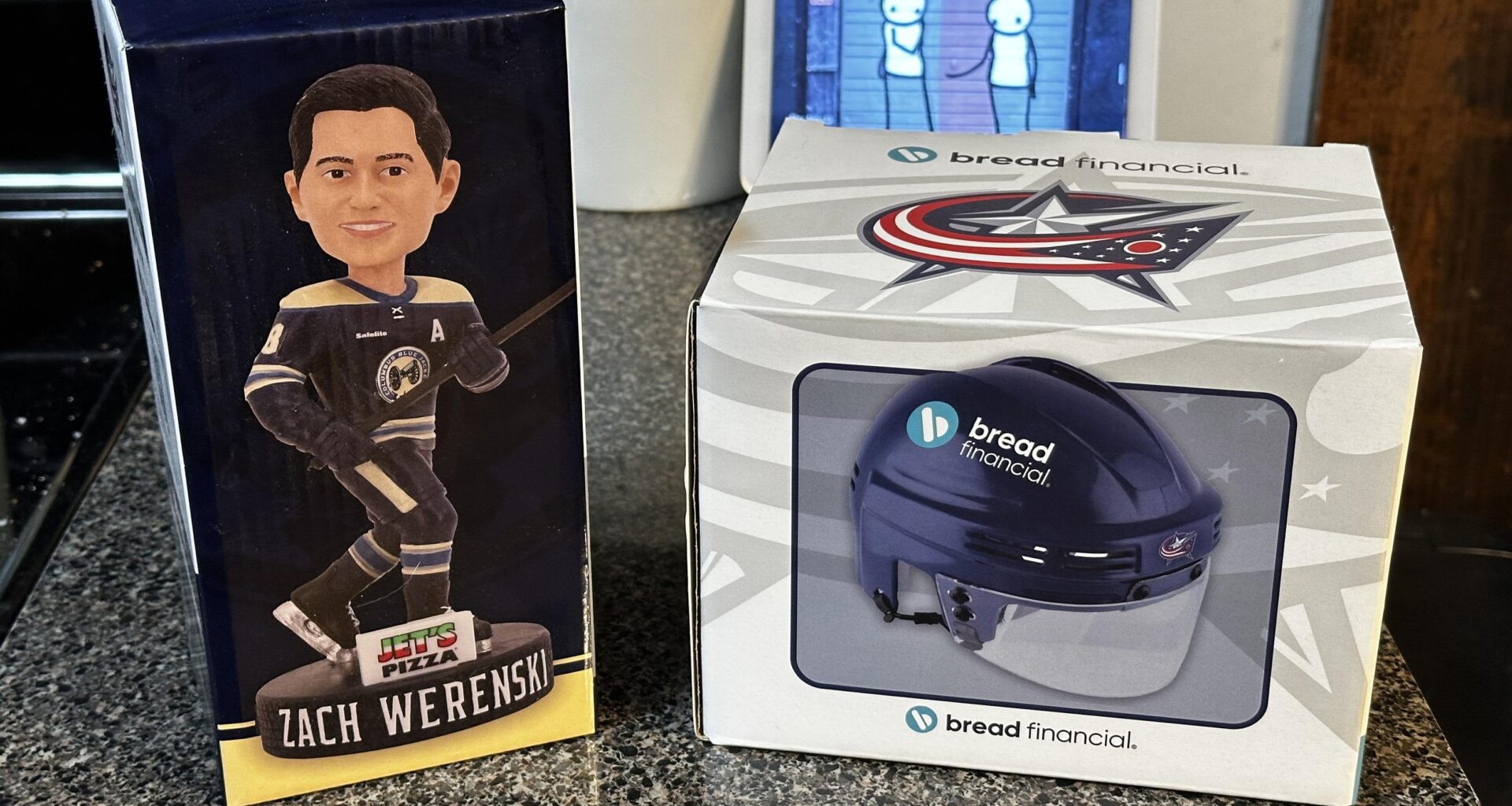 Trade Werenski bobble head, and mini helmet from last year (not 25th anniversary one) for Marchenko bobble head.