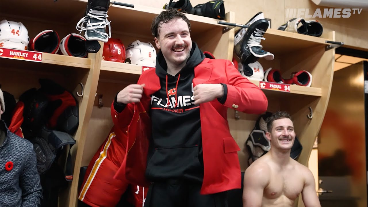 'I'm going with my liney!' | Flames celebrate after beating the Sharks