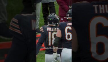 “You’re about to go win this game for us” #calebwilliams #micdup #nfl