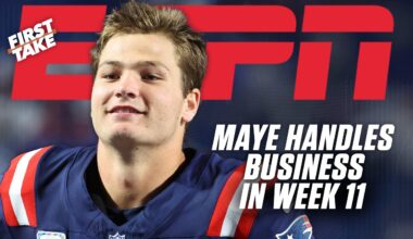 Stephen A. gives Drake Maye his flowers after Patriots improve to 9-2 💐 | First Take