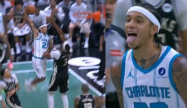Tre Mann INSANE poster dunk on Myles Turner and Hornets announcer loved it 😂