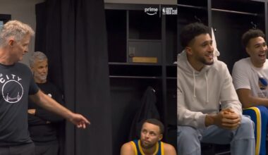 Warriors locker room after Steph Curry 49pts vs Spurs "God just blessed Steph man" 😂