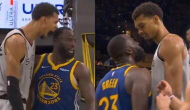 Victor Wembanyama dunks on Draymond then yells in his face and they have words 😳
